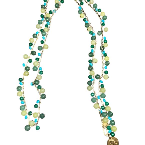 Vtg Stella & Dot Copa Necklace Semi precious Stones! Beachy vacation boho - Picture 10 of 11